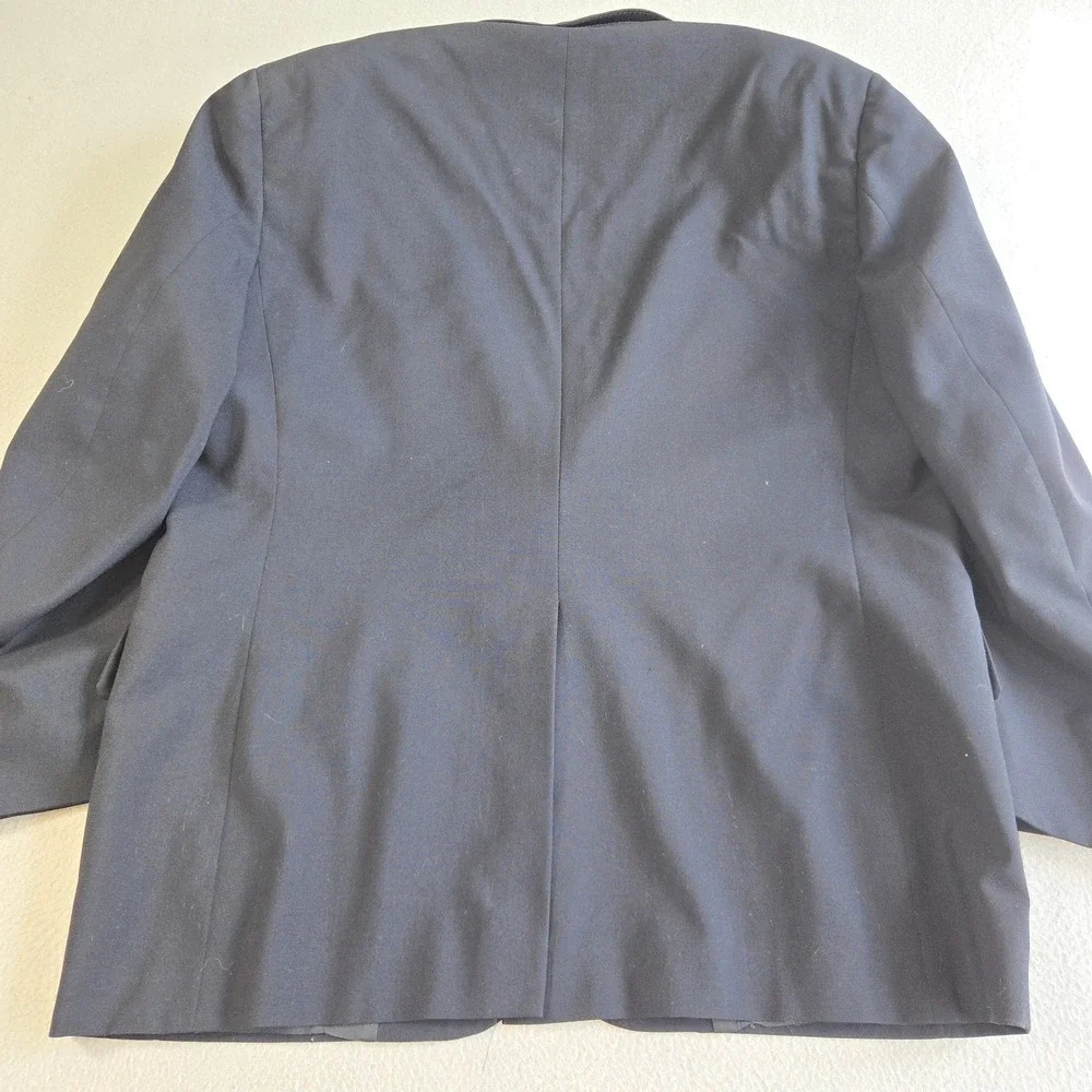 Jos. A. Bank Blazer Mens 46R Navy Blue 100% Wool Gold Crest Button Kent Coat